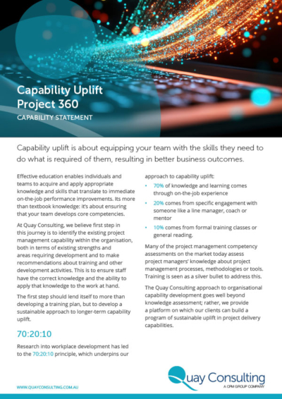 Capability Statements | Project Management Consultants | Quay Consulting