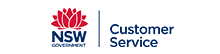 NSW Government logo with red waratah and 'NSW', beside the text 'Customer Service'